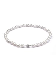 18" White Freshwater Cultured Pearl Necklace 9.5-10mm Teardrop