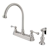 New Kb3758blbs 8 Inch Centerset Goose Neck Kitchen Faucet With Metal Side Sprayer Satin Nickel