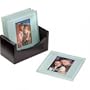 Solid Glass Photo Coasters with Wood Holder