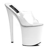 8 Inch White Clear High Platform Sandal Stripper Shoes