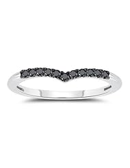 1/5 (0.18-0.25) Cts Black Diamond Ring in 10K White Gold & Black Rhodium