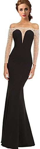 Sing Love Women's Ctystal Mermaid Long Sleeve Evening Dresses Size 8