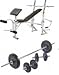 MARCY WEIGHT BENCH WITH 50KG BARBELL DUMBBELLS
