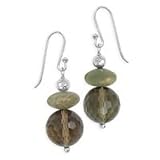 .925 Silver, Jasper and Faceted Smoky Quartz Earrings
