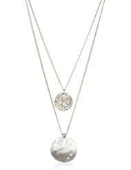 Kenneth Cole New York Two-Row Worn Hammered Circle Pendant Necklace , 19"