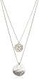 Kenneth Cole 2 Row Worn Silver-Tone Hammered Circle Pendant, 19"
