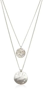 Kenneth Cole New York 2 Row Worn Hammered Circle Pendant, 19"