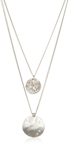 Kenneth Cole New York 2 Row Worn Hammered Circle Pendant, 19