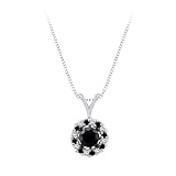 14K White Gold 1/2 ct. Black and White Diamond Pendant with Chain