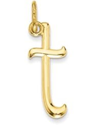 Genuine 14K Yellow Gold Initial Charm 0 .2 Gram Of Gold Letter T