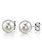 THE PEARL SOURCE 14K Gold 7-8mm AAAA Quality Round Freshwater Cultured Pearl Stud Earrings for Women