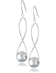 Sterling Silver Infinity Twist Bead Dangle Earrings