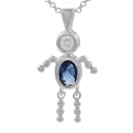 Sapp Silver Boy/Girl Birthstone Pendant Necklace - 18"