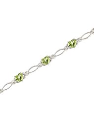 14kt Yellow Gold Heartshape Peridot and Diamond Bracelet