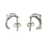 Post Dolphin Silver Hoop Earrings