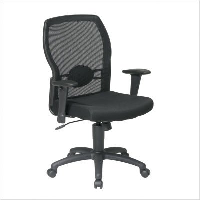 Office Star Screen Back Mesh Seat Chair with Adjustable Arms in Black