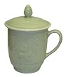 Celadon covered coffee / tea mugs - goldfish design, set of 2