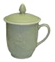 Celadon covered coffee / tea mugs - goldfish design, set of 2