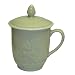 Celadon covered coffee / tea mugs - goldfish design, set of 2