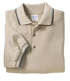 Gildan Ultra Cotton - Pique Knit Sport Shirt with Pin Stripe Trim Sand/Black-S