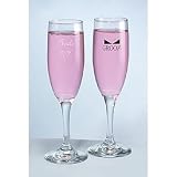 Bride & Groom Flutes With Bow Tie