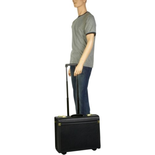 US Luggage Leather Look Rolling Catalog Case - K74-4 Black US Luggage Leather Look Rolling Catalog Case - K74-4 Black