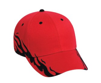 Flame Blank Hat/Cap - Biker, Racer, Baseball, Golf - Red/Black