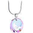 Handcrafted Austrian Crystal Aurora Sterling Silver Yin Yang Necklace
