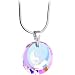 Handcrafted Austrian Crystal Aurora Sterling Silver Yin Yang Necklace