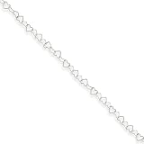 Sterling Silver 0.5mm Fancy Heart Link Anklet