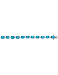 Silver 7.5" Rhodium Finish Blue Topaz Fancy Semi-Precious Bracelet