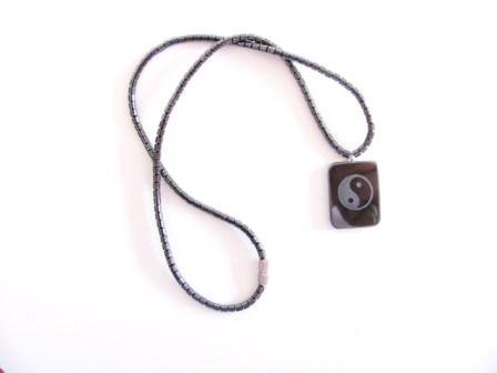 Healing Hematite Necklace with Yin Yang symbol