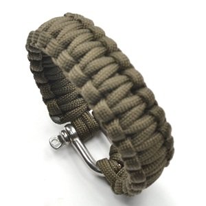 Cosmos ® 8 inches with Stainless Steel D Shackle Survival Bracelet Strap with Cosmos Fastening Strap (Olive Green 25)