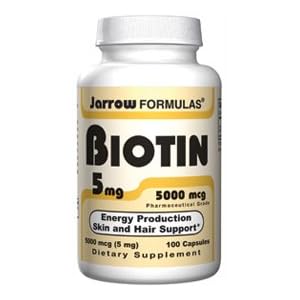 Biotin - Essential for normal skin and hair gramsrowth, 100 caps,(Jarrow Formulas) by Jarrow