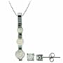 Sterling Silver Genuine Fiery Opal & Diamond Accent Pendant and Earring Jewelry Set