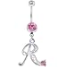 Jewelry : Passion Pink Jeweled INITIAL Dangle Belly Ring - LETTER "R"