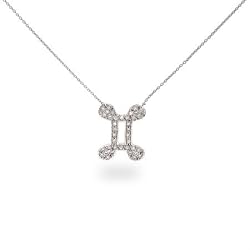 Sterling Silver & CZ Gemini Zodiac Pendant