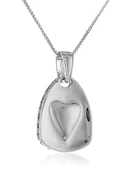 Sterling Silver "Wherever You Go, Go with All Your Heart" Reversible Puffed Heart Pendant Necklace , 18"