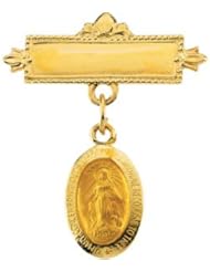 12.00X08.00 Mm 14K Yellow Gold Miraculous Baptismal Pin