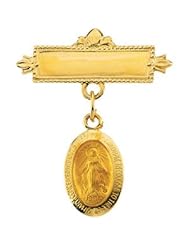 14K Yellow Gold 12.00X08.00 mm Miraculous Baptismal Pin
