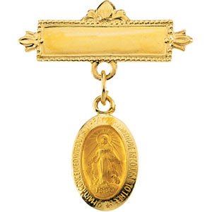 12.00X08.00 Mm 14K Yellow Gold Miraculous Baptismal Pin by 