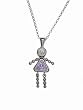 Sterling Silver Girl June Birthstone Necklace with Rolo Chain