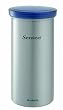 Brabantia 476204 Vorratsdose Kaffeepads Senseo mit Senseo-Aufdruck, matt steel mit Fingerprint Proof, blauer Deckel