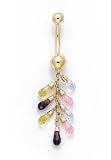 14K Crystal Briolette Belly ringES-1960