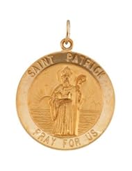14K Yellow Gold 25.00 mm St. Patrick Medal