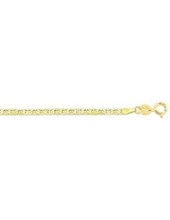 14K 20" Yellow Gold 1.2mm Polish Diamond Cut Mariner Link Chain With Spring Ring Clasp