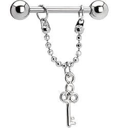 Stainless Steel Skeleton Key Nipple Ring