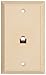 Flush Mount Wall Outlet Jack, 4 Conductor, 6 Position, Plastic, Ivory, Single Gang, 1 Port, Large, 3-1/8 Inch By 4-7/8 Inch