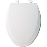 Bemis 1500EC000 Molded Wood Elongated Toilet Seat With Easy Clean and Change Hinge, White