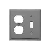 Baldwin 4762.150.CD Classic Square Beveled Edge Duplex with Single Toggle Combo Switch Plate, Satin